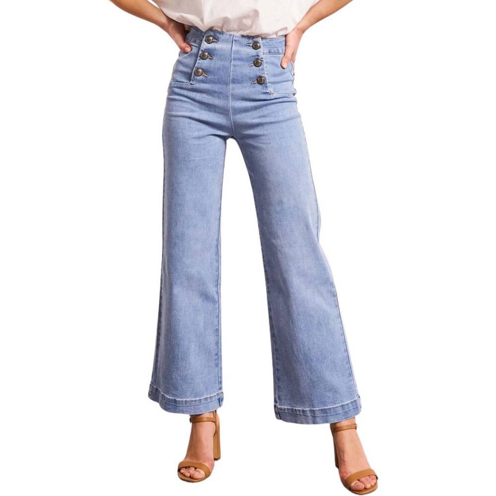 NEW ORAIJE PARIS victorine 6 buttons high rise jeans in denim blue